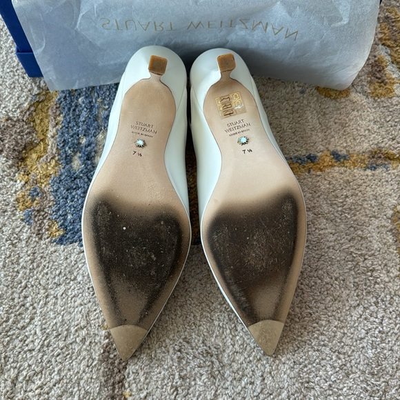 Stuart Weitzman Avianna White Leather Slingback Pump - Picture 7 of 10